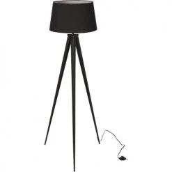 ATHM DESIGN Lampadaires Lampadaire Abat Jour Tissu Noir Et Pied Métal