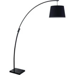 ATHM DESIGN Lampadaires Lampadaire Abat Jour Tissu Blanc Et Pied Métal -Luminaires Ventes lampadaire abat jour tissu noir et pied metal 3
