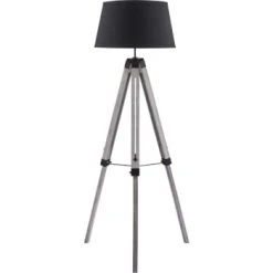 ATHM DESIGN Lampadaires Lampadaire Abat Jour Tissu Noir Et Pieds Bois -Luminaires Ventes lampadaire abat jour tissu noir et pieds bois 3