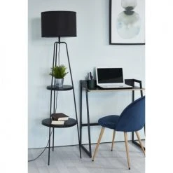 ATHM DESIGN Lampadaires Lampadaire Abat Jour Tissu Noir Et Pieds Métal Noir -Luminaires Ventes lampadaire abat jour tissu noir et pieds metal noir 2