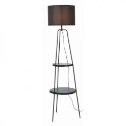 ATHM DESIGN Lampadaires Lampadaire Abat Jour Tissu Noir Et Pieds Métal Noir -Luminaires Ventes lampadaire abat jour tissu noir et pieds metal noir 4