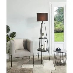 ATHM DESIGN Lampadaires Lampadaire Abat Jour Tissu Noir Et Pieds Métal Noir -Luminaires Ventes lampadaire abat jour tissu noir et pieds metal noir 5