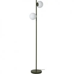 ATHM DESIGN Lampadaires Lampadaire Abat Jour Verre Pied Metal Brossé Vert Kaki