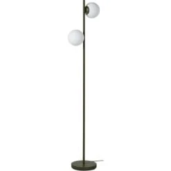 ATHM DESIGN Lampadaires Lampadaire Abat Jour Verre Pied Metal Brossé Marron -Luminaires Ventes lampadaire abat jour verre pied metal brosse vert kaki