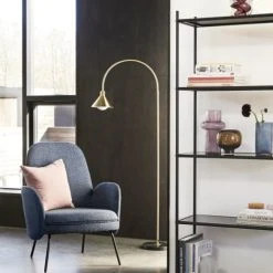 Hubsch Lampadaires Lampadaire Avec Base En Marbre En Noir Et Laiton -Luminaires Ventes lampadaire avec base en marbre en noir et laiton 2