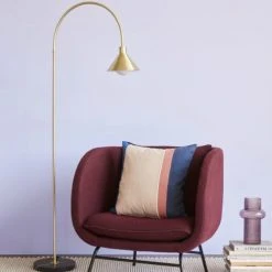 Hubsch Lampadaires Lampadaire Avec Base En Marbre En Noir Et Laiton -Luminaires Ventes lampadaire avec base en marbre en noir et laiton 3