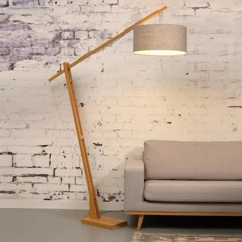 Good & Mojo Lampadaires Lampadaire Bambou/lin Gris Clair H207cm 4 Good & Mojo Lampadaires Lampadaire Bambou/lin Gris Clair H207cm – Image 2