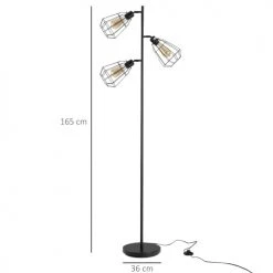 Homcom Lampadaires Lampadaire Design Industriel 3 Ampoules H165 Cm Noir -Luminaires Ventes lampadaire design industriel 3 ampoules h165 cm noir 2