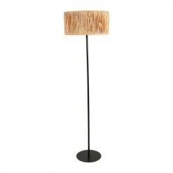 Decoratie Lampadaires Lampadaire Droit Métal Ambre Abat-jour Raphia H140cm