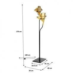 Kare Design Lampadaires Lampadaire En Acier 2 Abat-jours Feuilles Ginkgo Dorées H172 -Luminaires Ventes lampadaire en acier 2 abat jours feuilles ginkgo dorees h172 3