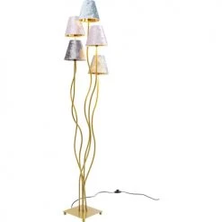Kare Design Lampadaires Lampadaire En Acier Doré 5 Abat-jours En Velours H163 -Luminaires Ventes lampadaire en acier dore 5 abat jours en velours h163 3