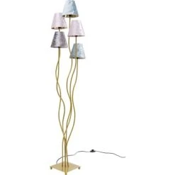Kare Design Lampadaires Lampadaire En Acier Doré 5 Abat-jours En Velours H163 -Luminaires Ventes lampadaire en acier dore 5 abat jours en velours h163 5