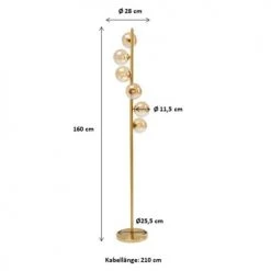 Kare Design Lampadaires Lampadaire En Acier Doré Et Verre H160 -Luminaires Ventes lampadaire en acier dore et verre h160 4