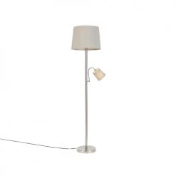 QAZQA Lampadaires Lampadaire En Acier Gris -Luminaires Ventes lampadaire en acier gris 5