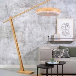 Good & Mojo Lampadaires Lampadaire En Bambou Blanc H207cm -Luminaires Ventes lampadaire en bambou blanc h207cm 1
