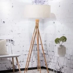 Good & Mojo Lampadaires Lampadaire En Bambou Et Lin Gris H160cm -Luminaires Ventes lampadaire en bambou et lin gris h160cm 7