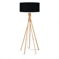 Good & Mojo Lampadaires Lampadaire En Bambou Et Lin Noir H160cm