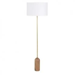 Maisons Du Monde Lampadaires Lampadaire En Marbre Rose Et Métal Doré, Abat-jour En Coton Blanc H156