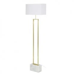 Maisons Du Monde Lampadaires Lampadaire En Métal Doré Et Marbre Blanc H159