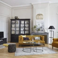 Maisons Du Monde Lampadaires Lampadaire En Métal Et Sapin Avec Abat-jour En Coton Noir H158 -Luminaires Ventes lampadaire en metal et sapin avec abat jour en coton noir h158 1000 12 25 130487 12