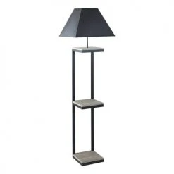 Maisons Du Monde Lampadaires Lampadaire En Métal Et Sapin Avec Abat-jour En Coton Noir H158