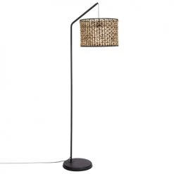 Maisons Du Monde Lampadaires Lampadaire En Métal Noir Et Fibre Végétale H162
