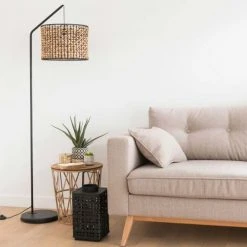 Maisons Du Monde Lampadaires Lampadaire En Métal Noir Et Fibre Végétale H162 -Luminaires Ventes lampadaire en metal noir et fibre vegetale h162 1000 5 23 180341 4
