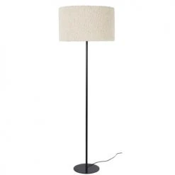 Maisons Du Monde Lampadaires Lampadaire En Métal Noir Mat Et Abat-jour Imitation Fourrure Beige H158