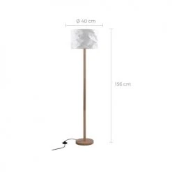 Rendez Vous Déco Lampadaires Lampadaire En Papier Blanc Et Bois D'hévéa -Luminaires Ventes lampadaire en papier blanc et bois d hevea 3