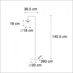 QAZQA Lampadaires Lampadaire En Tissu Noir -Luminaires Ventes lampadaire en tissu noir 1