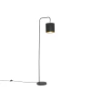 QAZQA Lampadaires Lampadaire En Tissu Noir -Luminaires Ventes lampadaire en tissu noir