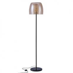 Rendez Vous Déco Lampadaires Lampadaire En Verre Fumé, Marbre Et Métal Noir