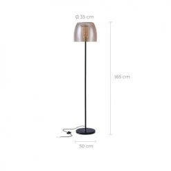 Rendez Vous Déco Lampadaires Lampadaire En Verre Fumé, Marbre Et Métal Noir -Luminaires Ventes lampadaire en verre fume marbre et metal noir 3