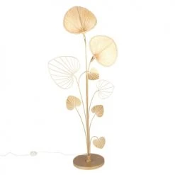 Maisons Du Monde Lampadaires Lampadaire Ginkgo En Métal Doré Et Bambou H145
