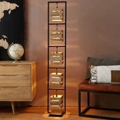 Maisons Du Monde Lampadaires Lampadaire Indus En Métal Noir Et Manguier H153 -Luminaires Ventes lampadaire indus en metal noir et manguier h153 1000 14 9 177375 8