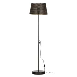 Woood Lampadaires Lampadaire Lampe Sur Pied Métal Noir Et Doré