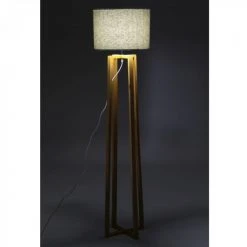Wadiga Lampadaires Lampadaire Pied En Bois Et Abat-jour Gris -Luminaires Ventes lampadaire pied en bois et abat jour gris 4