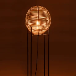 Meubles & Design Lampadaires Lampadaire Rond En Rotin Et Pied Métal Noir -Luminaires Ventes lampadaire rond en rotin et pied metal noir 2