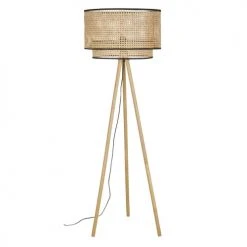 Maisons Du Monde Lampadaires Lampadaire Trépied En Bois De Chêne Et Abat-jour Cannage En Fibre Végétale