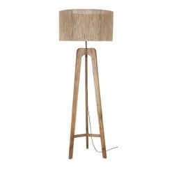 Maisons Du Monde Lampadaires Lampadaire Trépied En Bois De Manguier Et Abat-jour Cannage En Fil De Jute Tressé Main H154