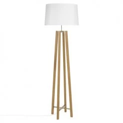 Maisons Du Monde Lampadaires Lampadaire Trépied En Chêne Et Abat-jour Blanc H160