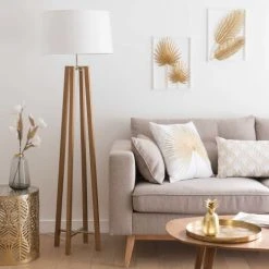 Maisons Du Monde Lampadaires Lampadaire Trépied En Chêne Et Abat-jour Blanc H160 -Luminaires Ventes lampadaire trepied en chene et abat jour blanc h160 1000 0 16 174471 3
