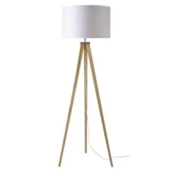 Maisons Du Monde Lampadaires Lampadaire Trépied En Frêne Et Abat-jour Noir H155 -Luminaires Ventes lampadaire trepied en frene avec abat jour en coton blanc h156 karlsen 1000 11 1 154694 2