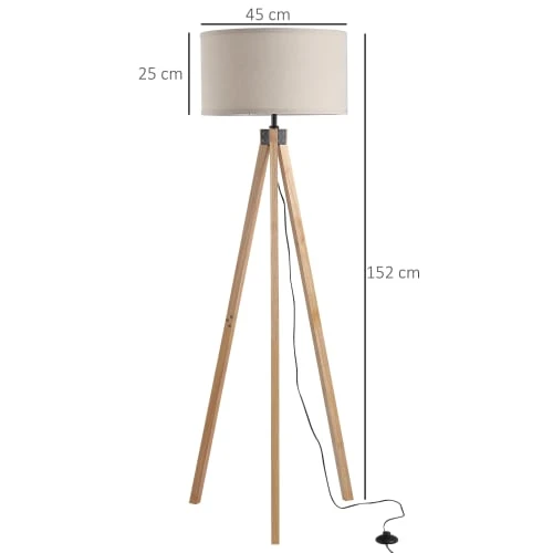 Homcom Lampadaires Lampadaire Trépied Style Scandinave H152 Cm Bois De Pin Lin Beige 5 Homcom Lampadaires Lampadaire Trépied Style Scandinave H152 Cm Bois De Pin Lin Beige – Image 3