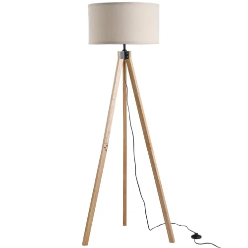 Homcom Lampadaires Lampadaire Trépied Style Scandinave H152 Cm Bois De Pin Lin Beige 3 Homcom Lampadaires Lampadaire Trépied Style Scandinave H152 Cm Bois De Pin Lin Beige