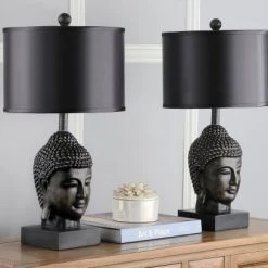 Safavieh Lampes à Poser Lampe à Poser Abat-jour En Tissu Et Pied En Résine Noir (x2) -Luminaires Ventes lampe a poser abat jour en tissu et pied en resine noir x2 1