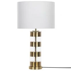 Beliani Lampes à Poser Lampe à Poser Blanche Et Dorée 63 Cm