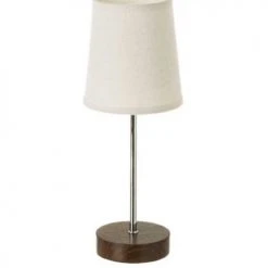 Wadiga Lampes à Poser Lampe à Poser Bois Foncé Métal Chromé Et Abat-jour Beige