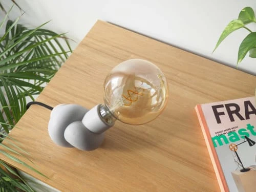 Gone's Lampes à Poser Lampe à Poser En Béton Et Bois Cordon Noir Ampoule LED Edison 5 Gone's Lampes à Poser Lampe à Poser En Béton Et Bois Cordon Noir Ampoule LED Edison – Image 3