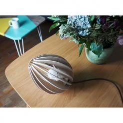 Gone's Lampes à Poser Lampe à Poser En Bois Chêne Naturel Avec Fil Blanc -Luminaires Ventes lampe a poser en bois chene naturel avec fil blanc 2